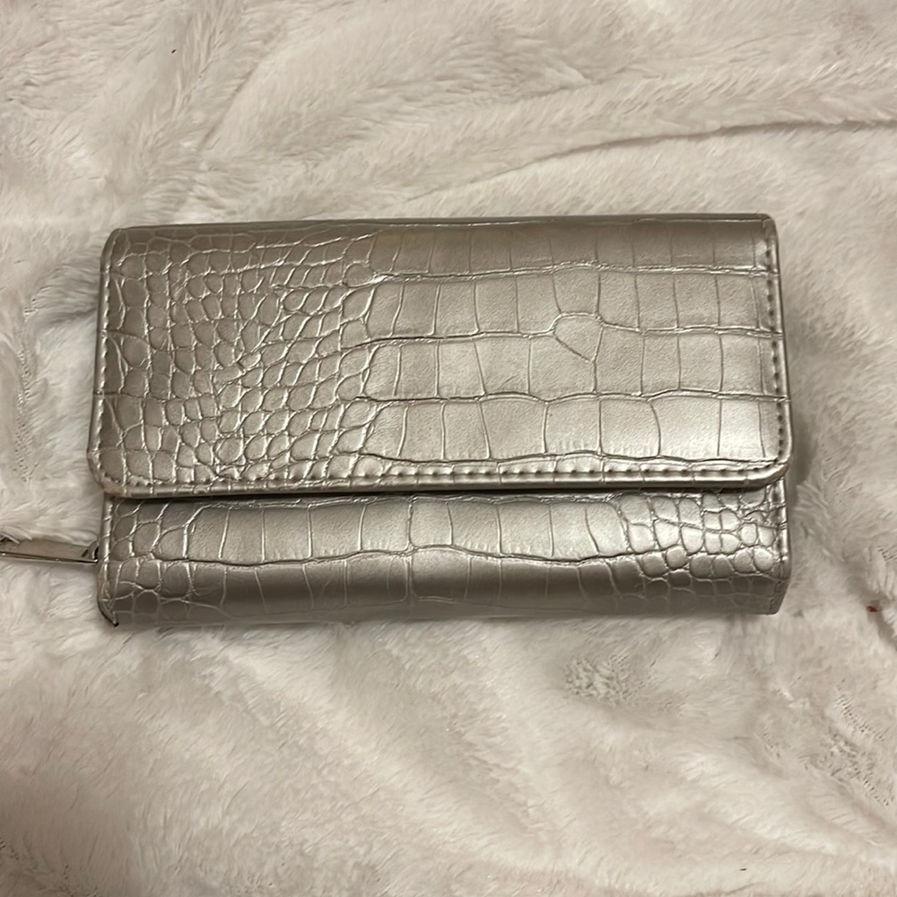 Silver big wallet with checkbook